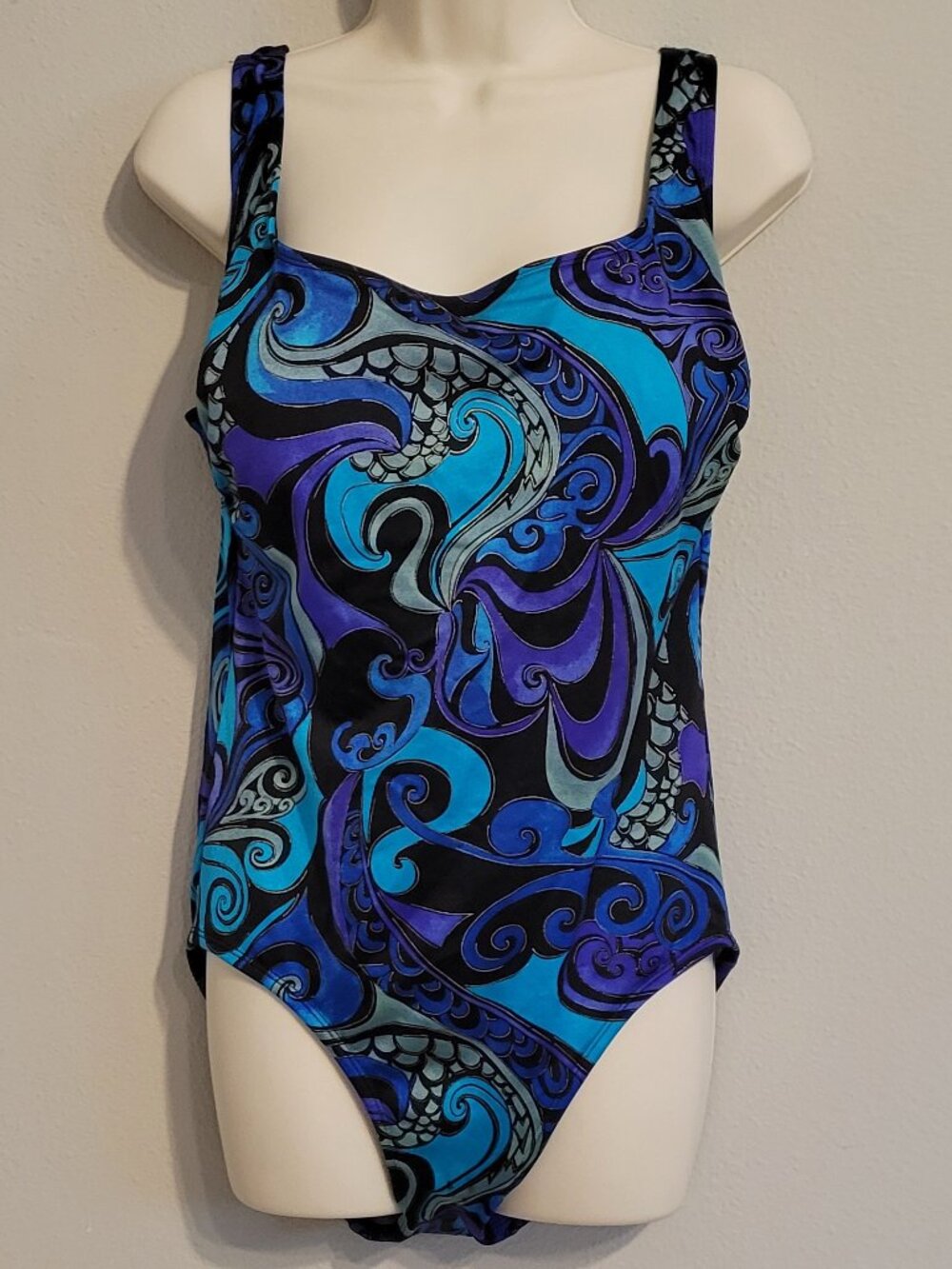 Longitude womens paisey tropical SWIMSUIT sz. 14